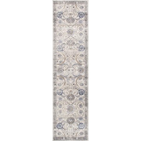 PASARGAD HOME 2 ft 6 in x 8 ft Amadeus Design Power Loom Runner Rug Beige PRC1021IB 2.06x8